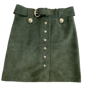 CARLISLE Vintage Suede Button Front Skirt - Fits Like a Size L (Approx. 14)